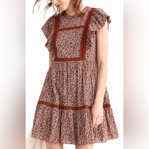 NWT Madewell Flutter-Sleeve Mini Dress in Cottage Garden - Picture 2 of 10